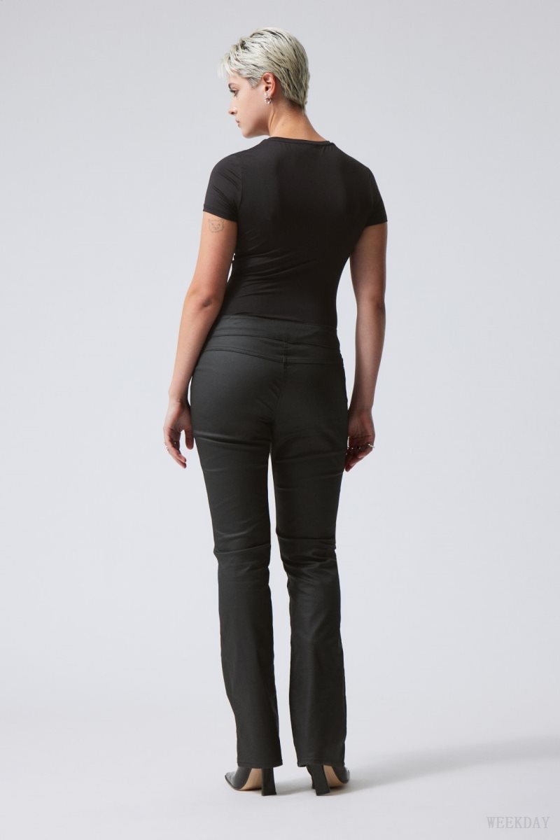 Weekday Jackie Low Waist Trousers Black | NGIC4842