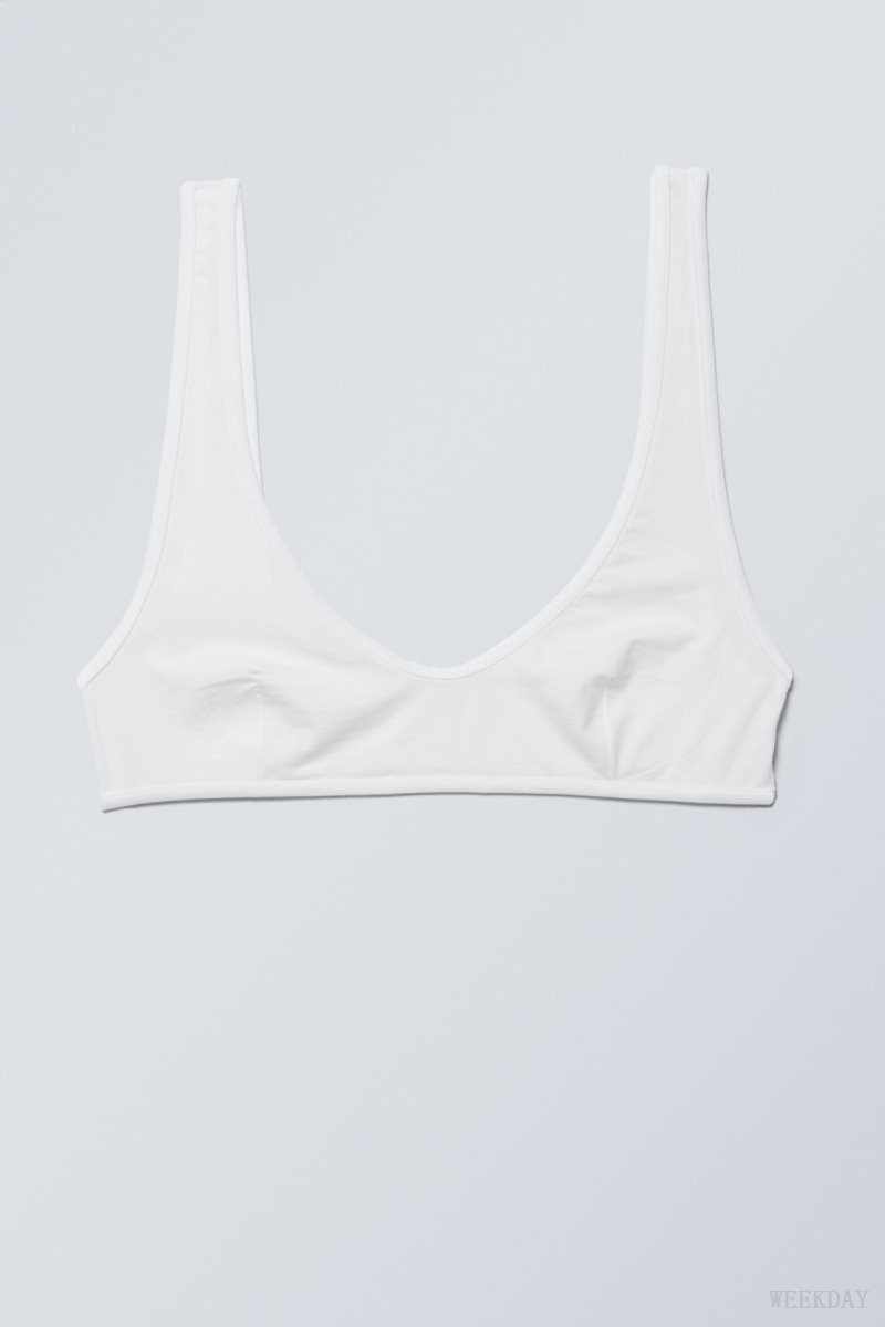 Weekday Jade Soft Cotton Bra Bra White | HZBC3637