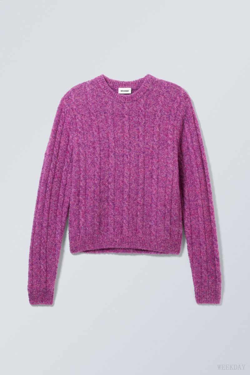 Weekday Jesper Wool Blend Knit Sweater Dark Pink | OOKC8227