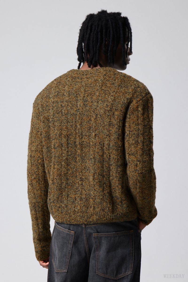 Weekday Jesper Wool Blend Knit Sweater Dusk Moss | KVSB6623