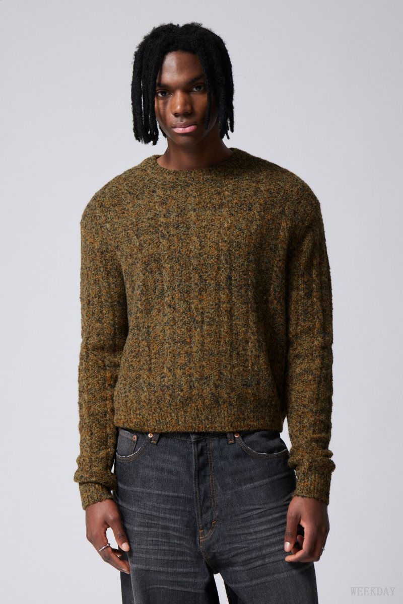 Weekday Jesper Wool Blend Knit Sweater Dusk Moss | KVSB6623