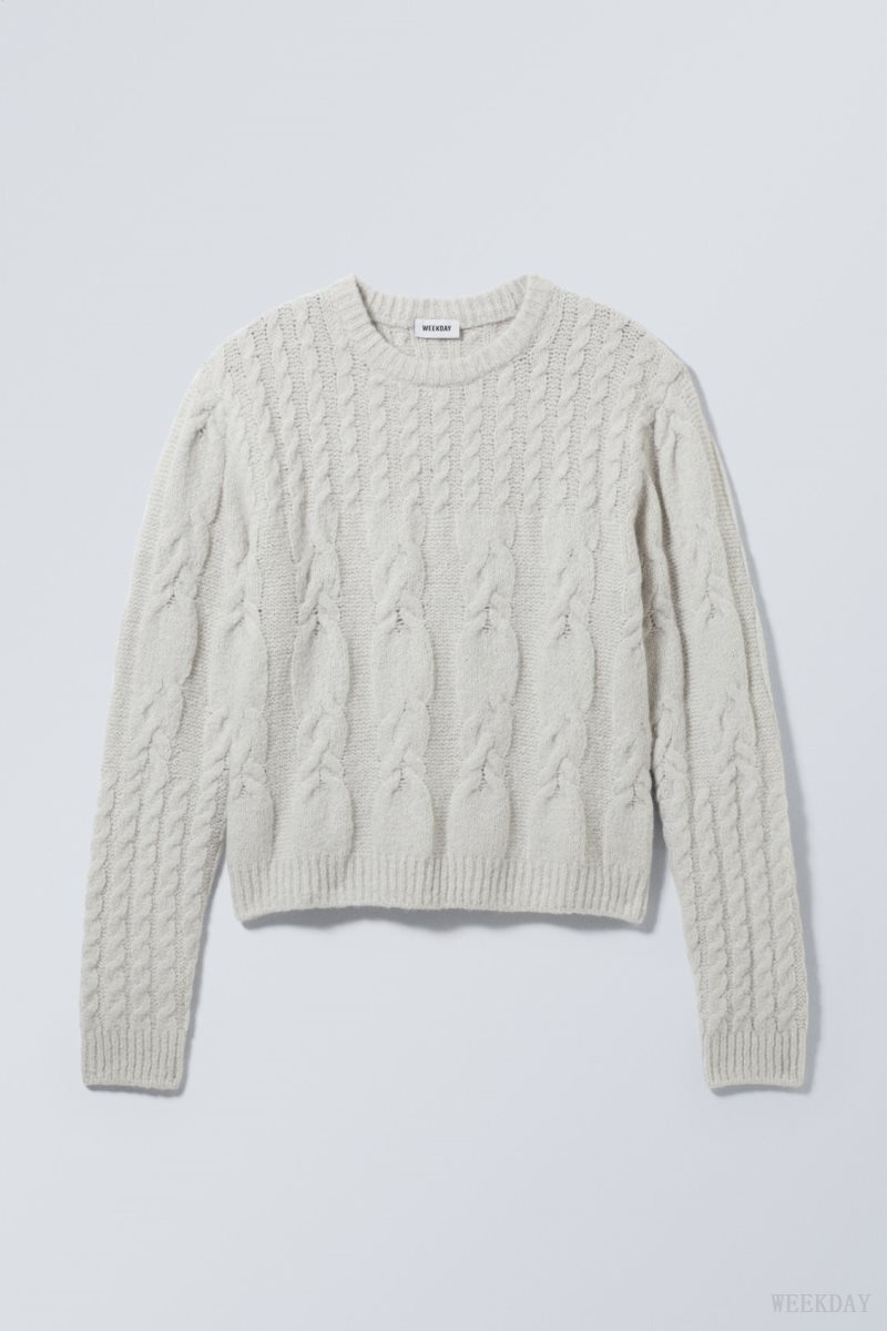 Weekday Jesper Wool Blend Knit Sweater Ecru | YCLL7224