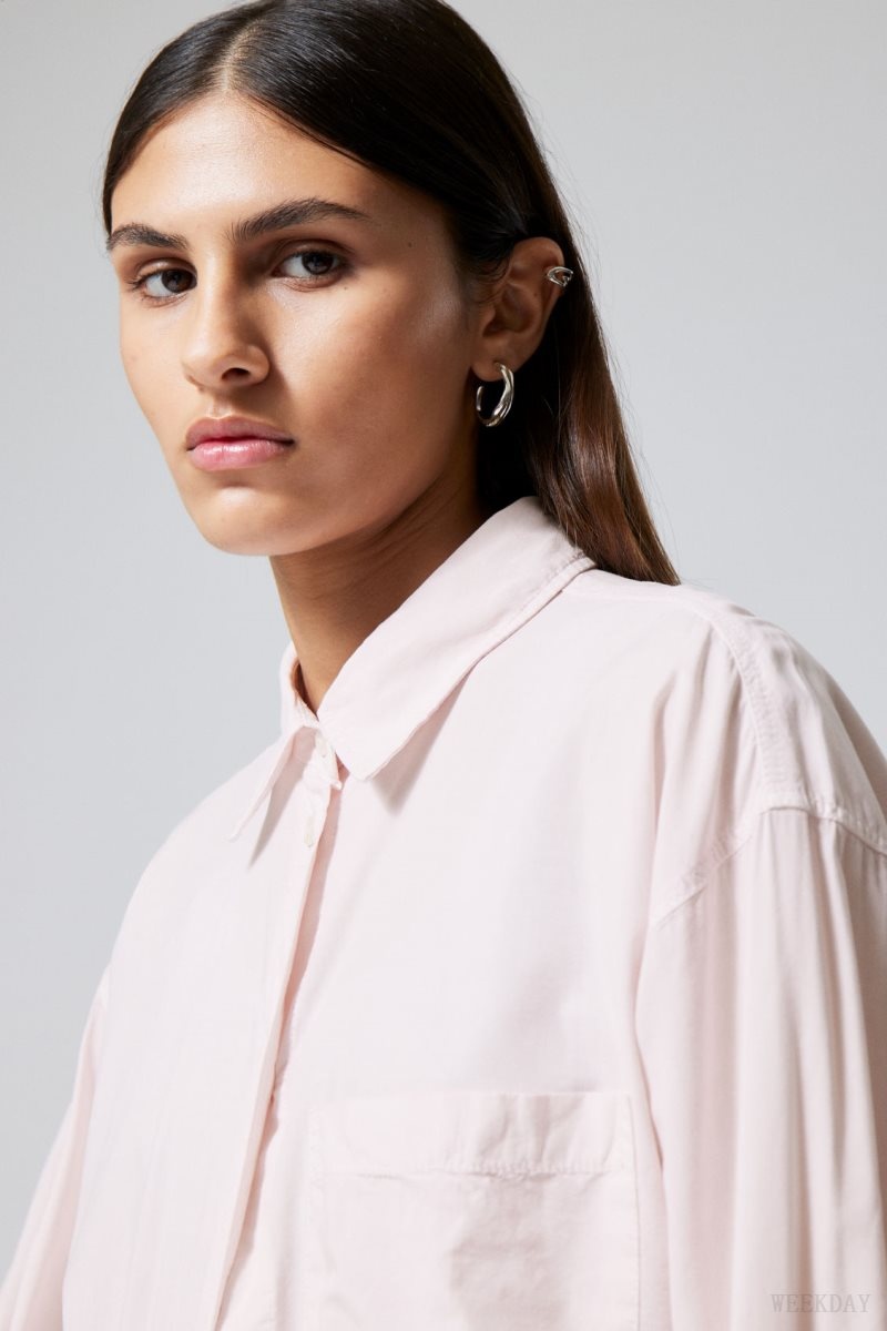 Weekday Jody Oversized Shirt Pink | OXIC1873