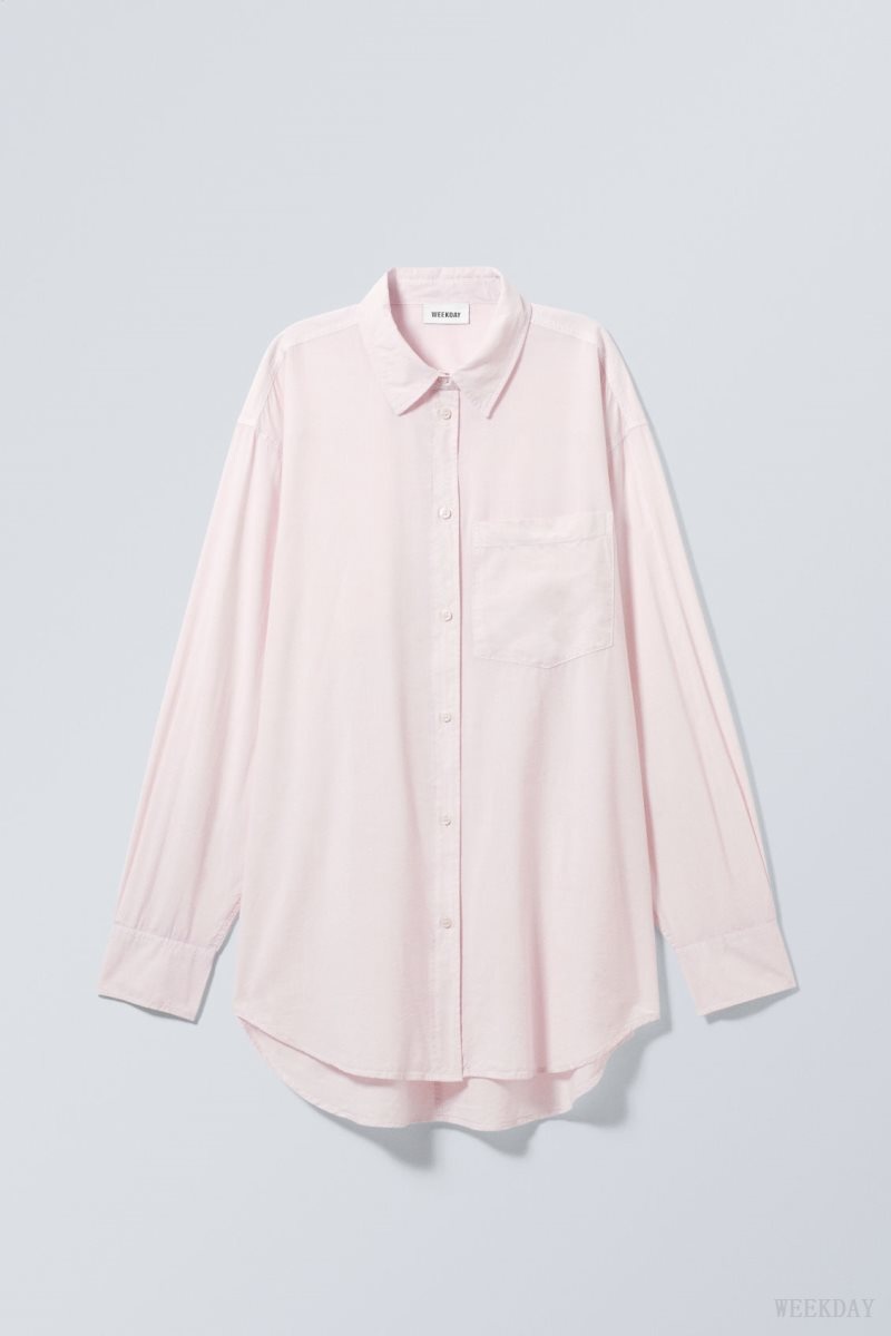 Weekday Jody Oversized Shirt Pink | OXIC1873