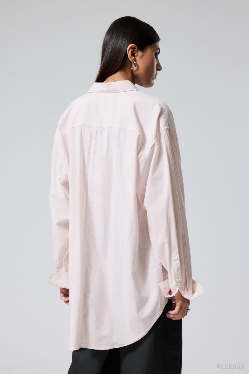 Weekday Jody Oversized Shirt Pink | OXIC1873