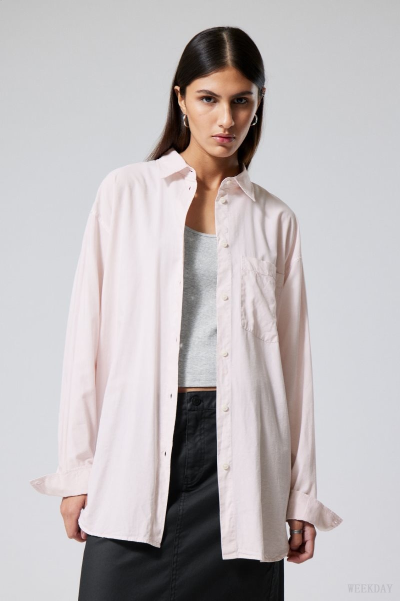 Weekday Jody Oversized Shirt Pink | OXIC1873