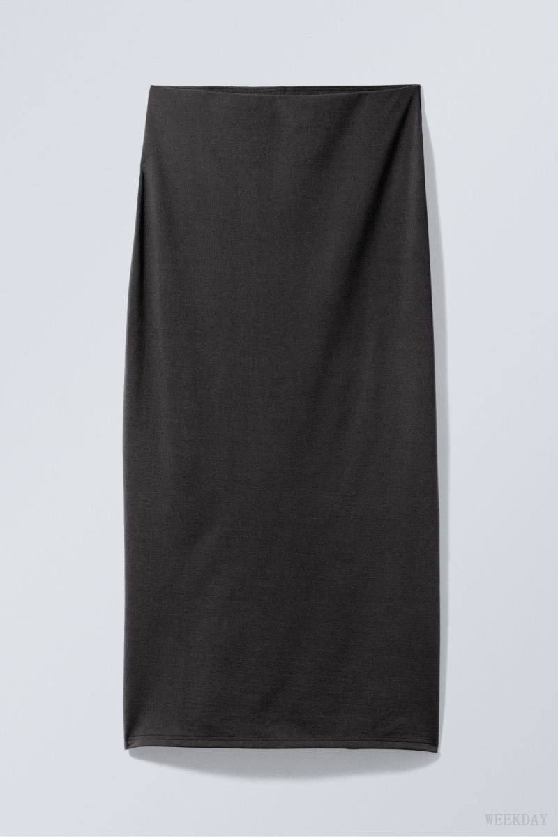 Weekday Johanna Long Pencil Skirt Black | PITY0989