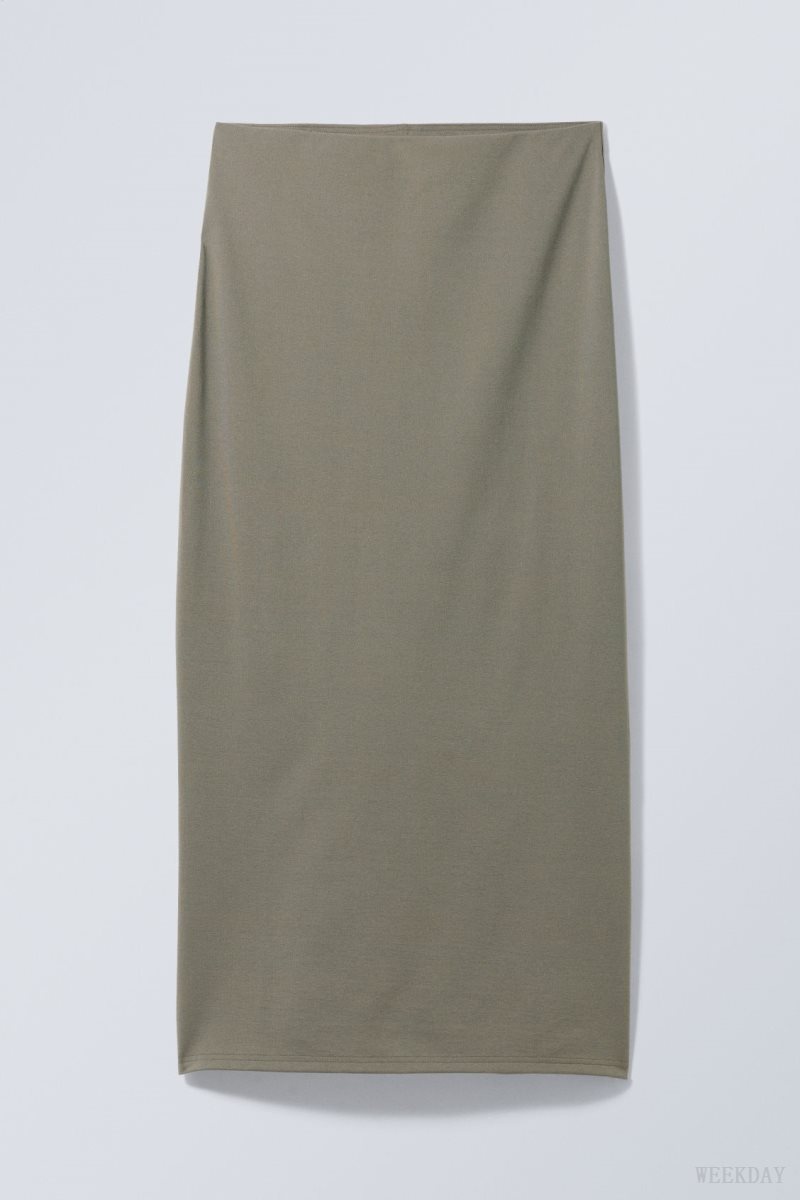 Weekday Johanna Long Pencil Skirt Grey Brown | EVEX7166