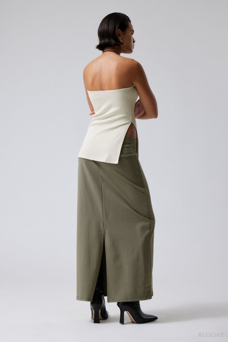 Weekday Johanna Long Pencil Skirt Grey Brown | EVEX7166