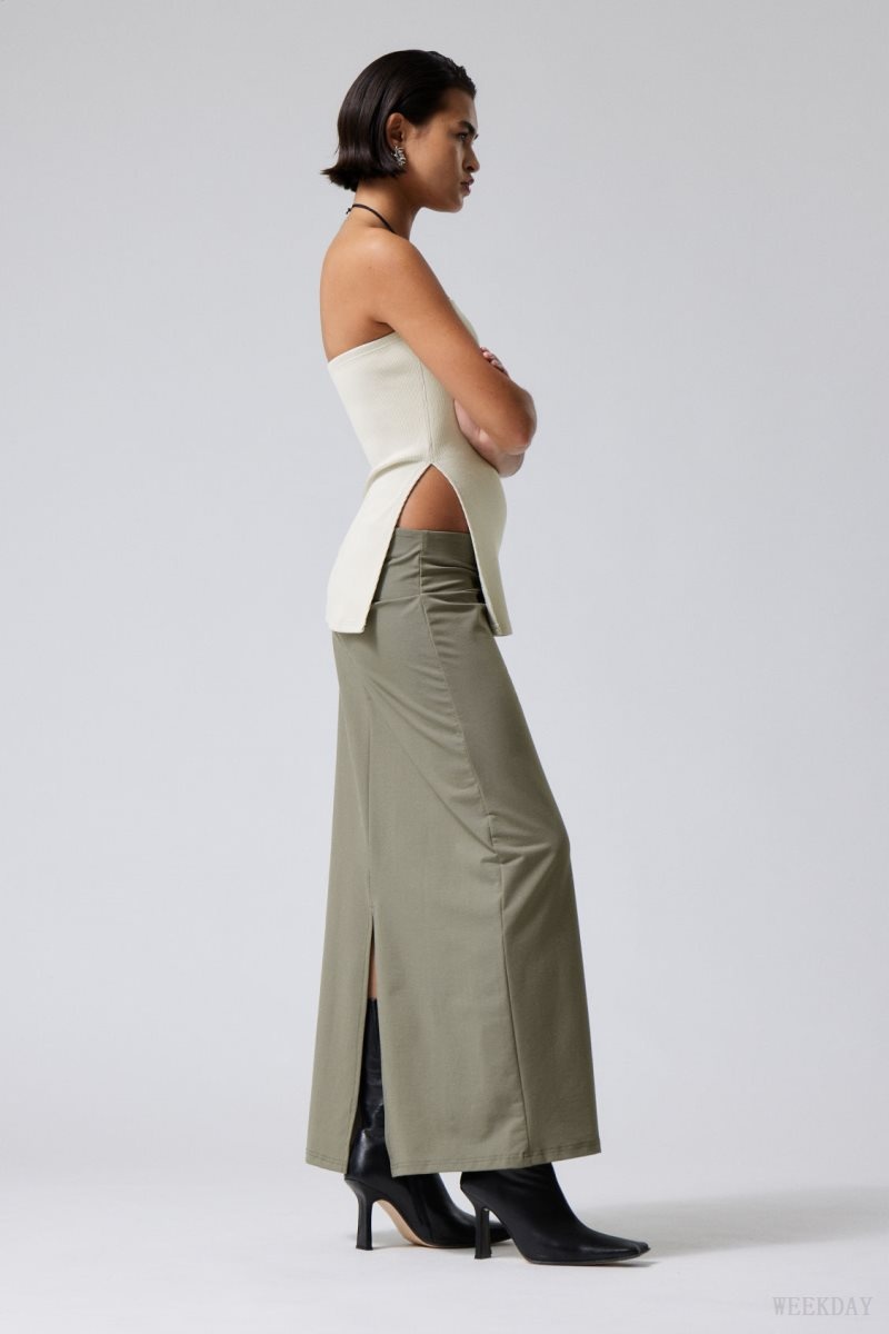 Weekday Johanna Long Pencil Skirt Grey Brown | EVEX7166