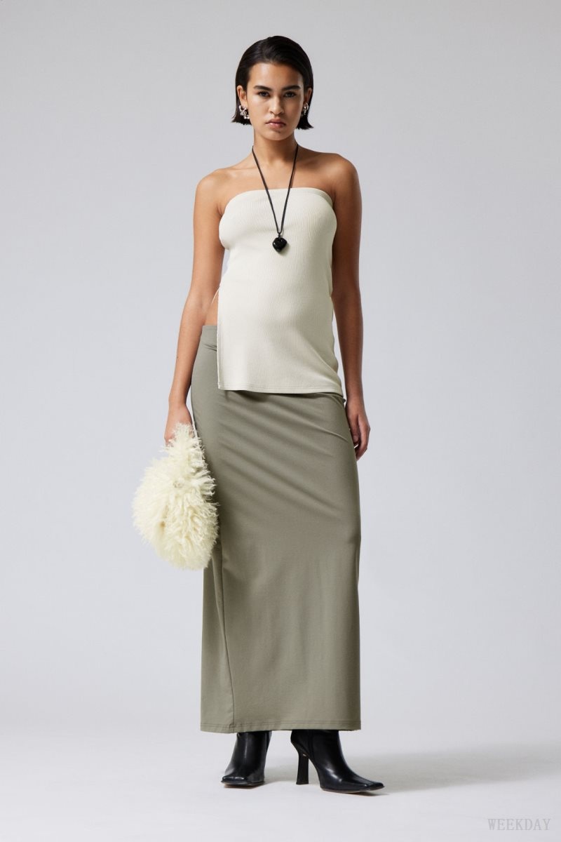 Weekday Johanna Long Pencil Skirt Grey Brown | EVEX7166