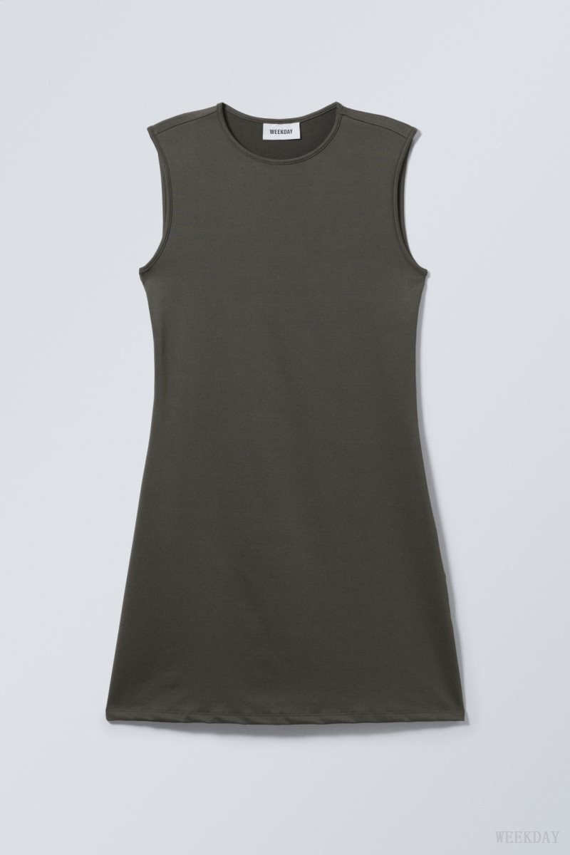 Weekday Johanna Tank Dress Dark Grey | HBKV1869