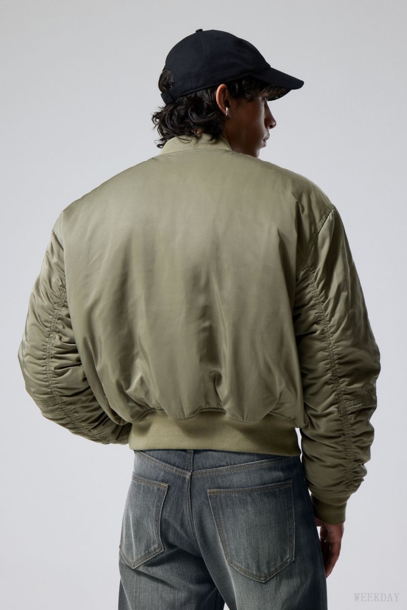 Weekday Jon Bomber Jacket Khaki Green | TOVG4795