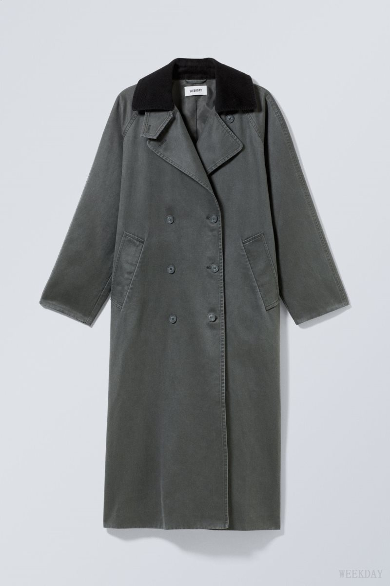 Weekday Jones Waxed Coat Dark Green | BGSX6571