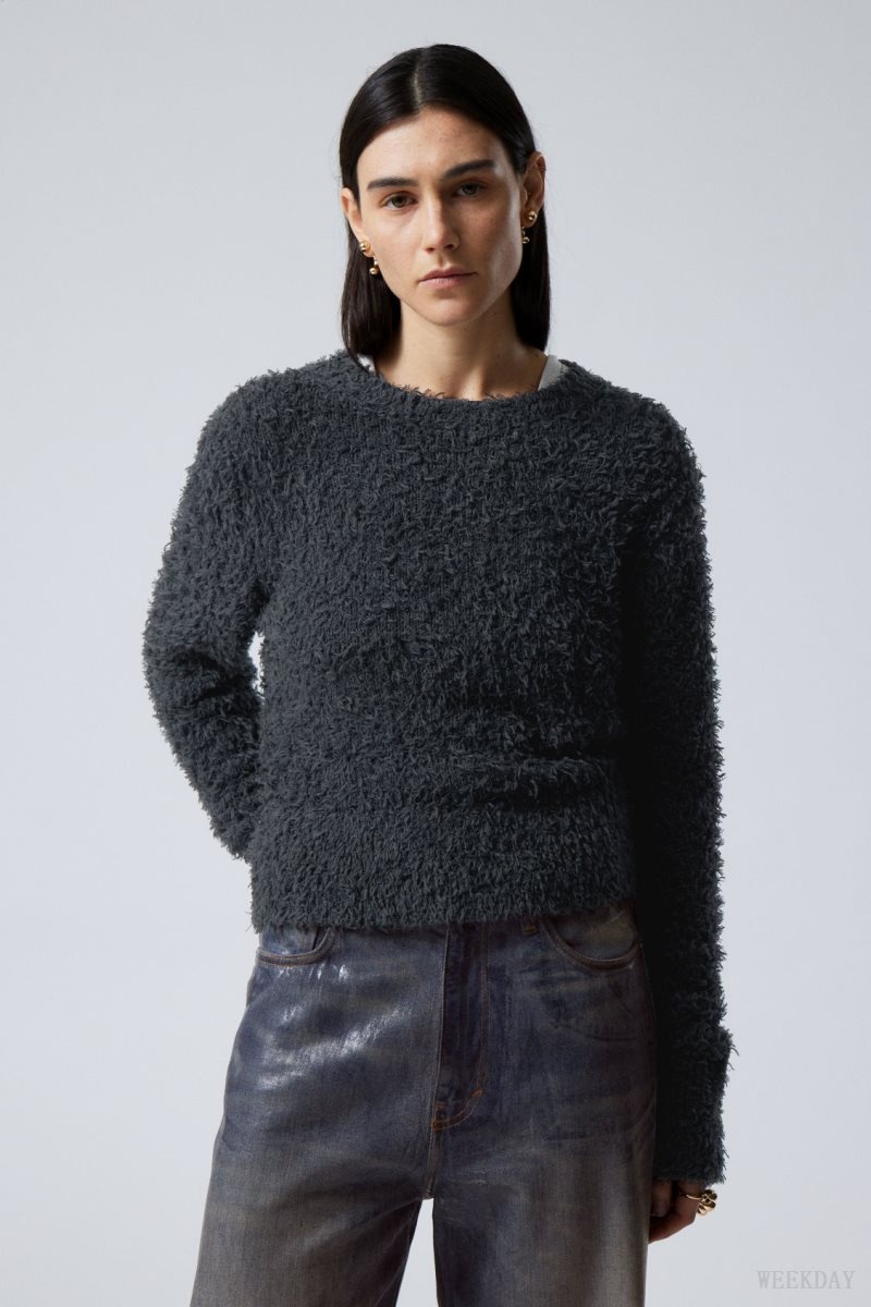 Weekday Judi Hairy Sweater Dark Grey | KGQS0749