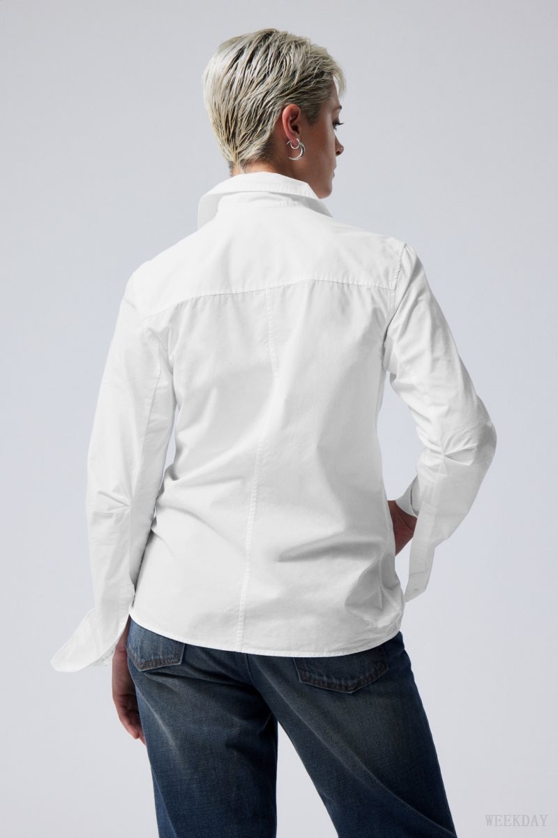 Weekday June Fitted Shirt White | FOCO2842