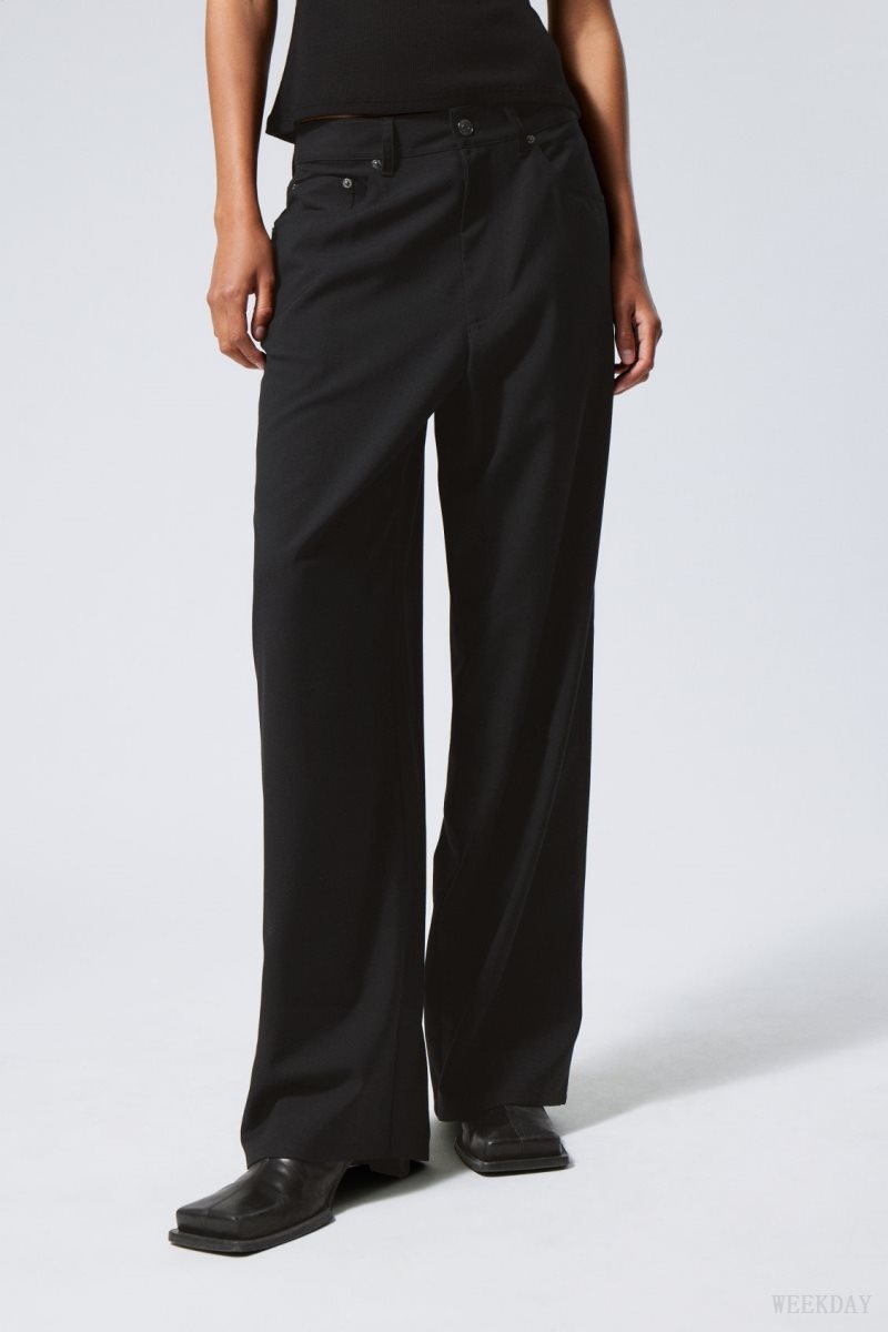 Weekday Juun Baggy Trousers Black | HNRF3175