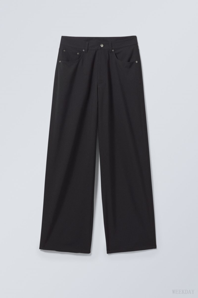 Weekday Juun Baggy Trousers Black | HNRF3175