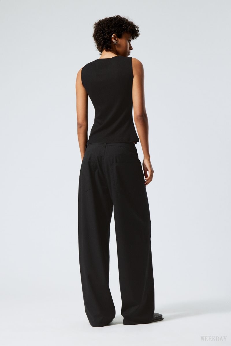 Weekday Juun Baggy Trousers Black | HNRF3175