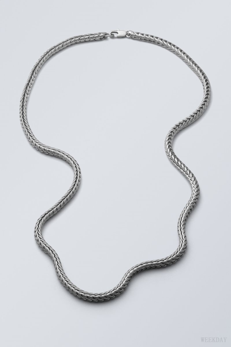 Weekday Karim Snake Chain Necklace Silver | RUBH4149