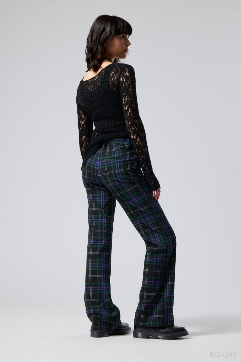 Weekday Kate Flared Suiting Trousers Black / Purple | CZWB8468