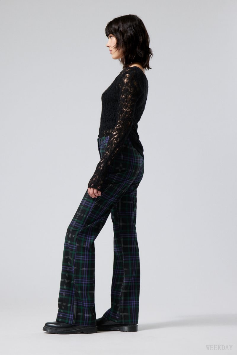 Weekday Kate Flared Suiting Trousers Black / Purple | CZWB8468