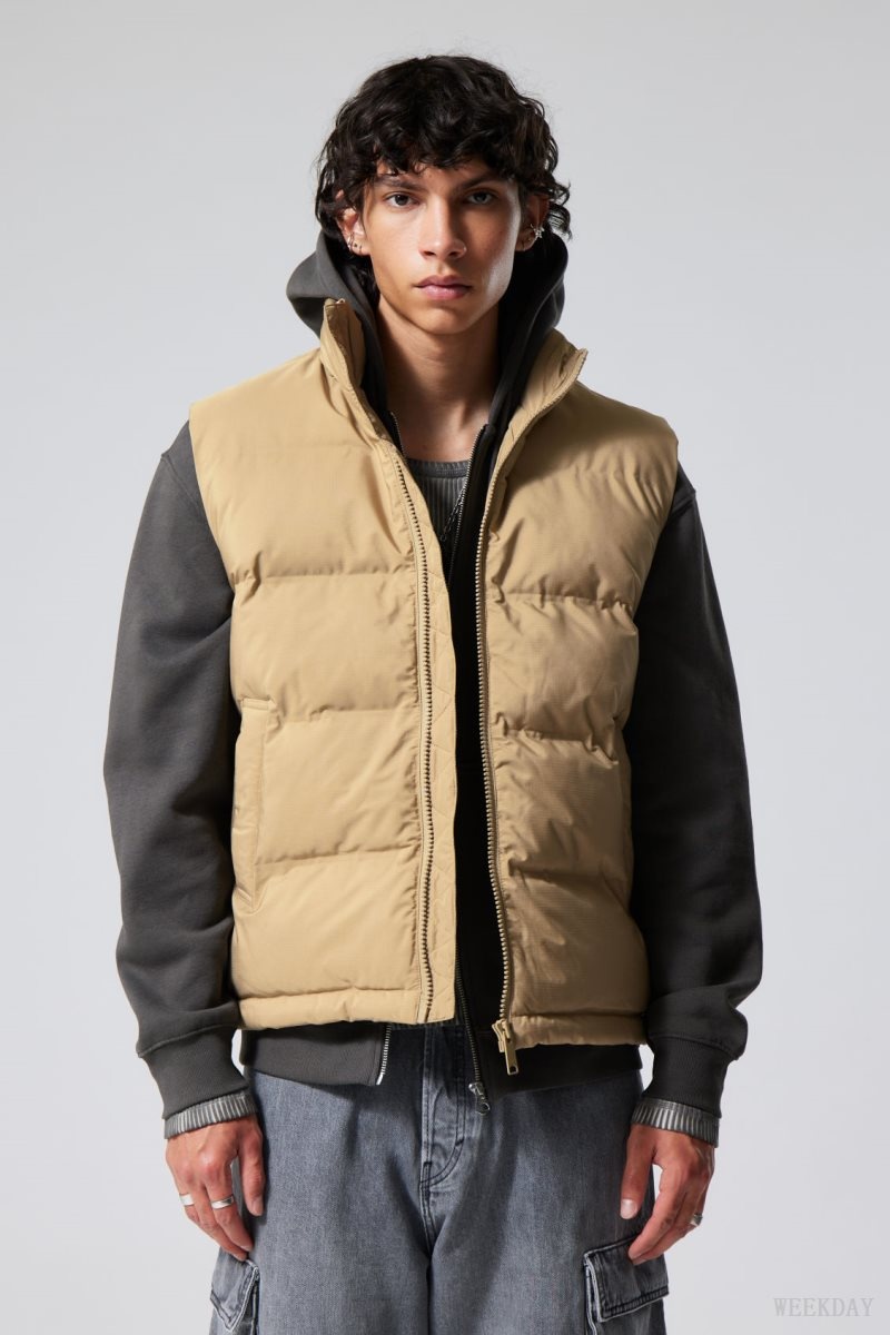 Weekday Kip Puffer Vest Beige | IKZL9898