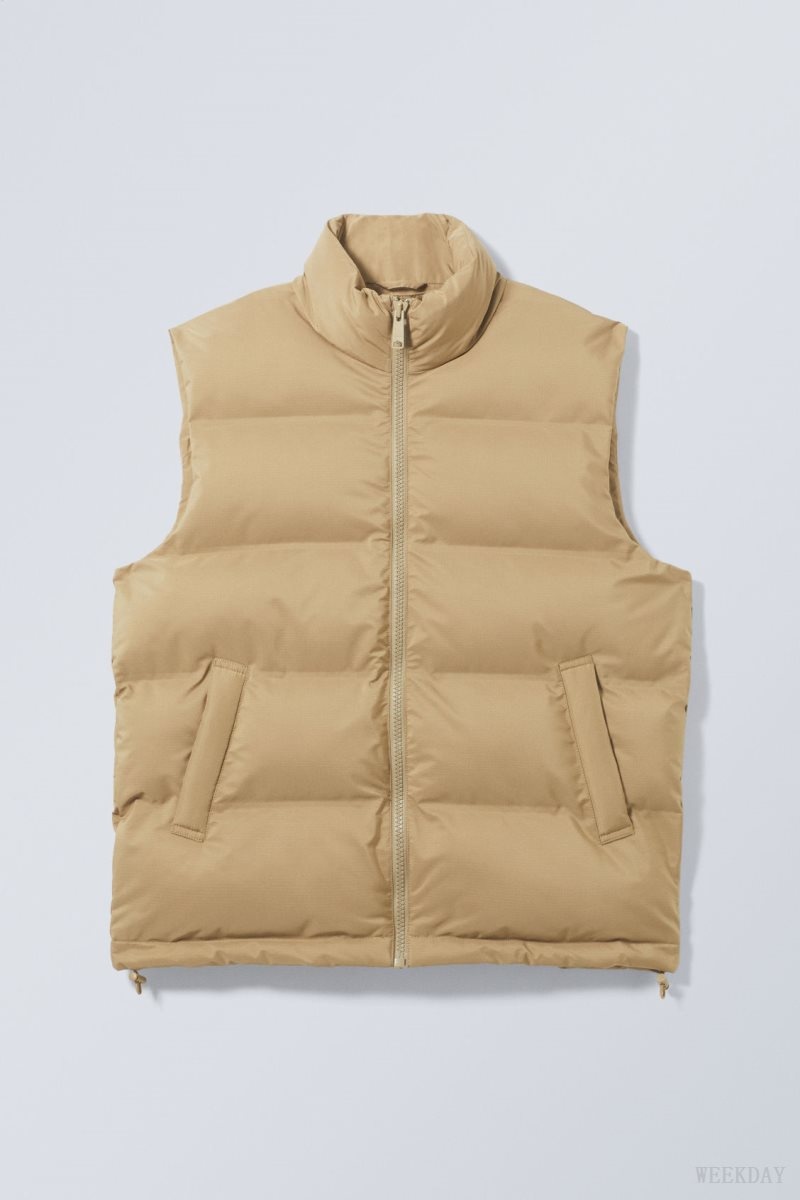 Weekday Kip Puffer Vest Beige | IKZL9898