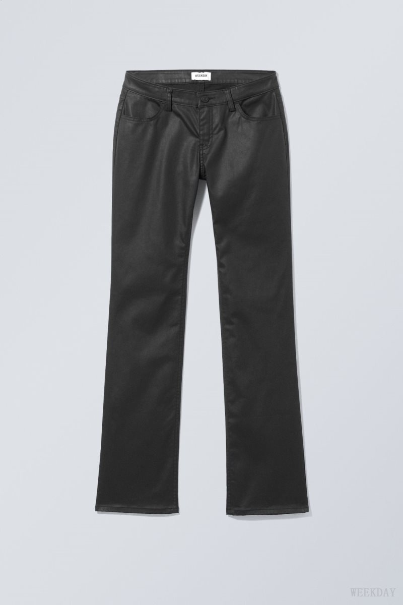 Weekday Lana Coated Trousers Black | MCNU4134