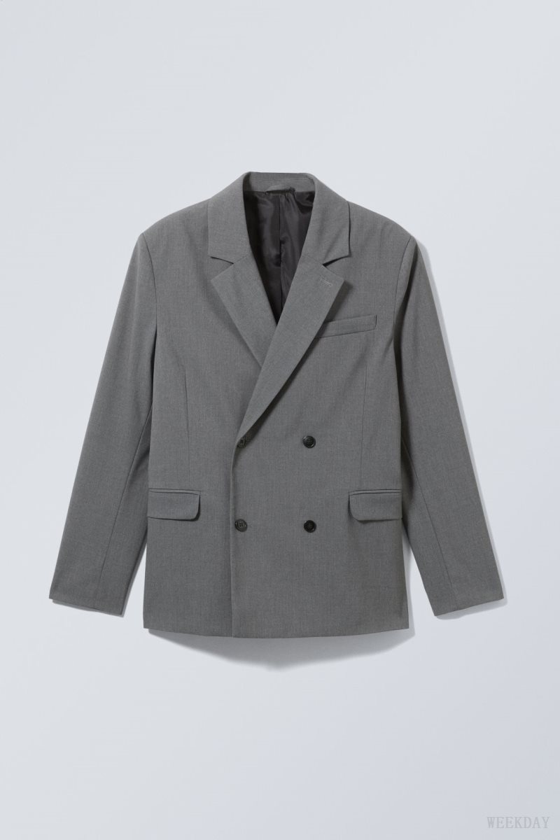 Weekday Leo Blazer Dark Grey | KZHS3457