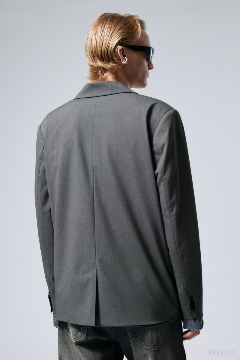 Weekday Leo Blazer Dark Grey | KZHS3457