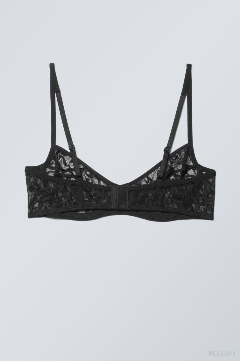 Weekday Lucy Lace Underwire Bra Bra Black | ZKFH8169