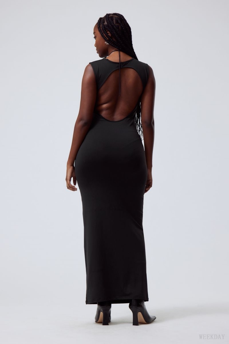 Weekday Lucy Open Back Dress Black | ZQHD0333