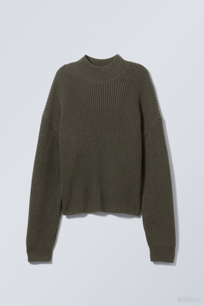 Weekday Lyla Knit Sweater Dark Green | ZDXA7473