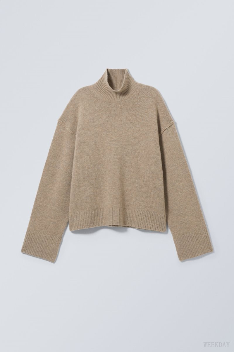 Weekday Maggie Wool Turtleneck Beige | OPRM5490