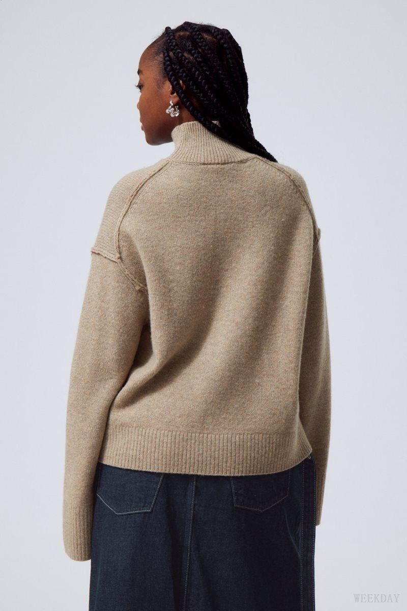 Weekday Maggie Wool Turtleneck Beige | OPRM5490