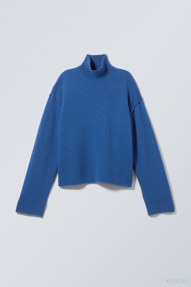 Weekday Maggie Wool Turtleneck Blue | JMXE0461