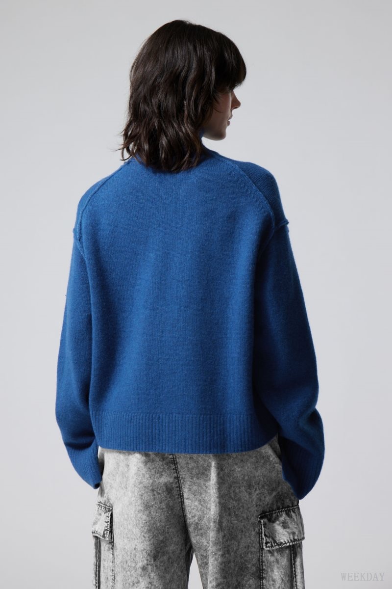 Weekday Maggie Wool Turtleneck Blue | JMXE0461