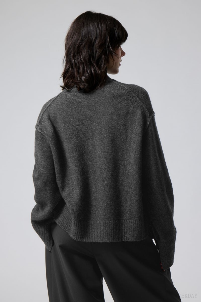 Weekday Maggie Wool Turtleneck Dark Grey | BWKW9529