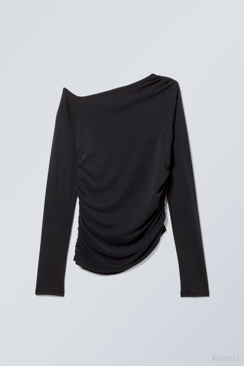 Weekday Main Asymmetric Long Sleeve Black | VJVY4514