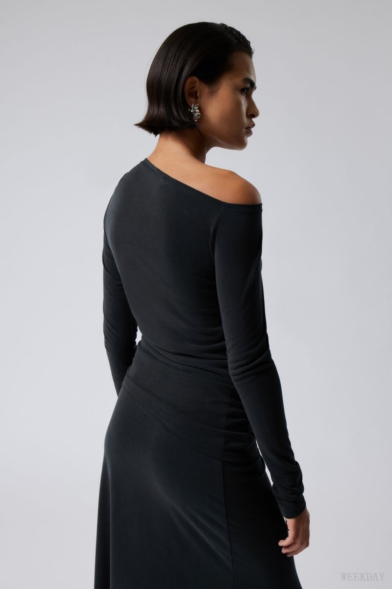 Weekday Main Asymmetric Long Sleeve Black | VJVY4514