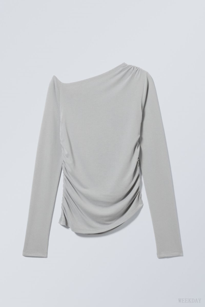 Weekday Main Asymmetric Long Sleeve Light Grey | DBFC8892