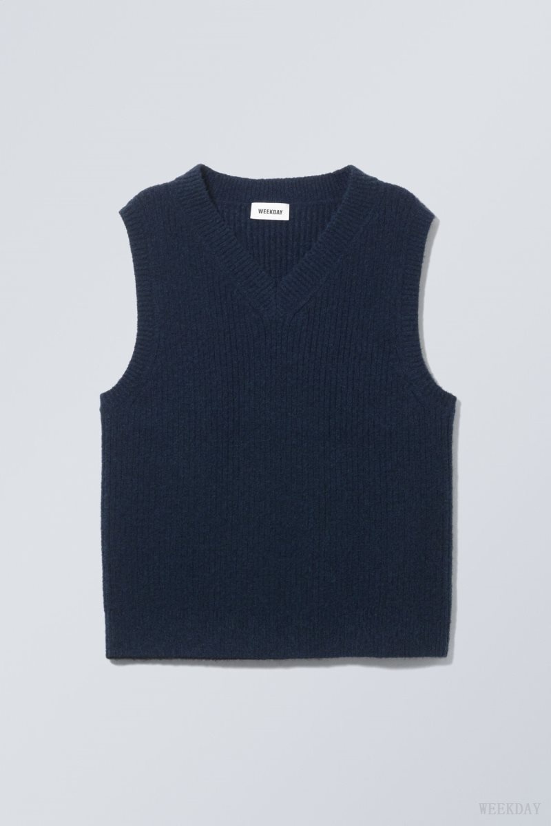 Weekday Margo Vest Navy | SRKH8268