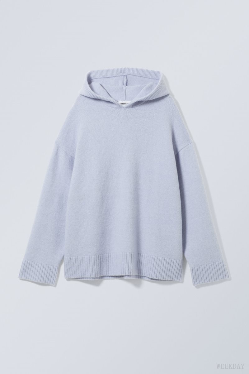 Weekday Marla Oversized Soft Knit Hoodie Light Purple | VYNX7149