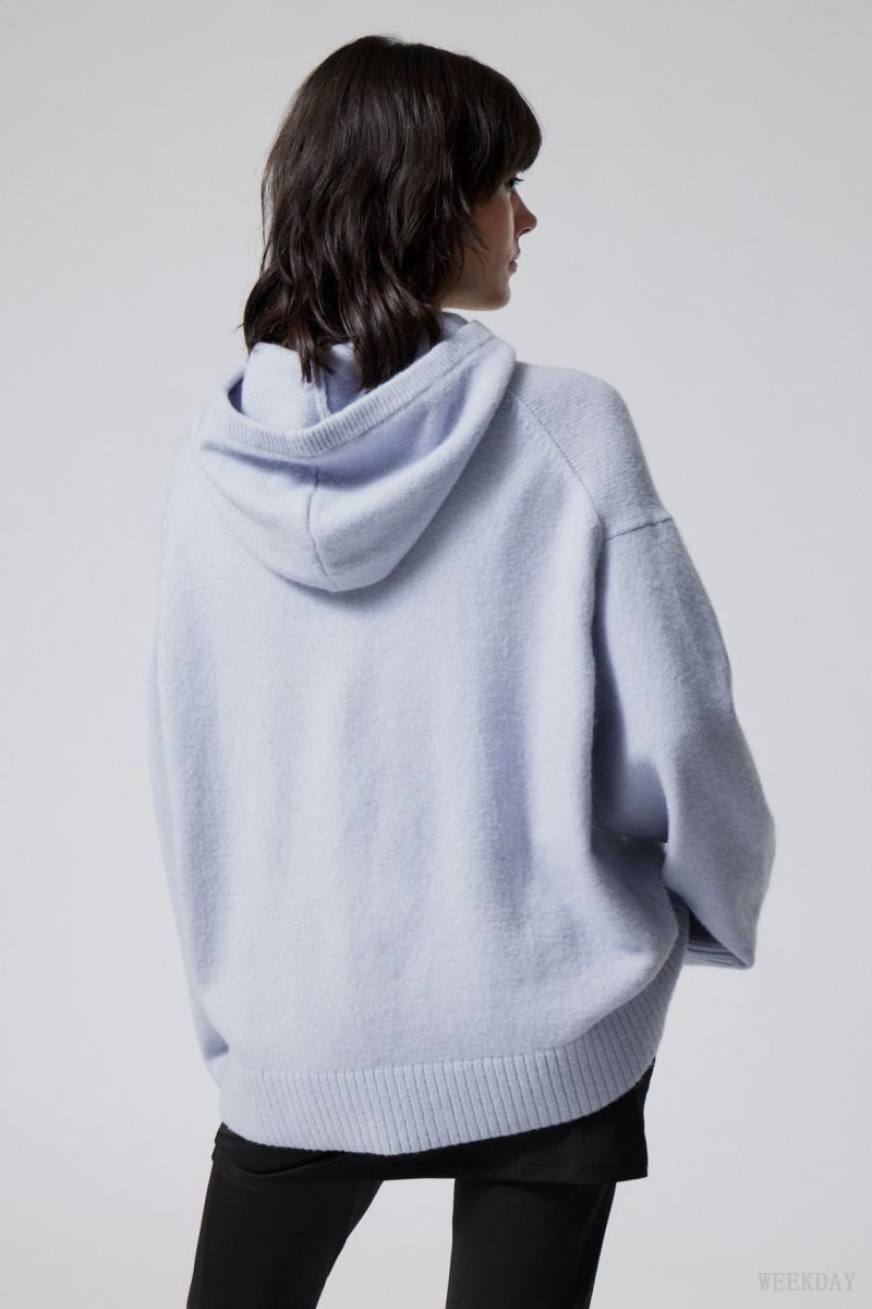 Weekday Marla Oversized Soft Knit Hoodie Light Purple | VYNX7149