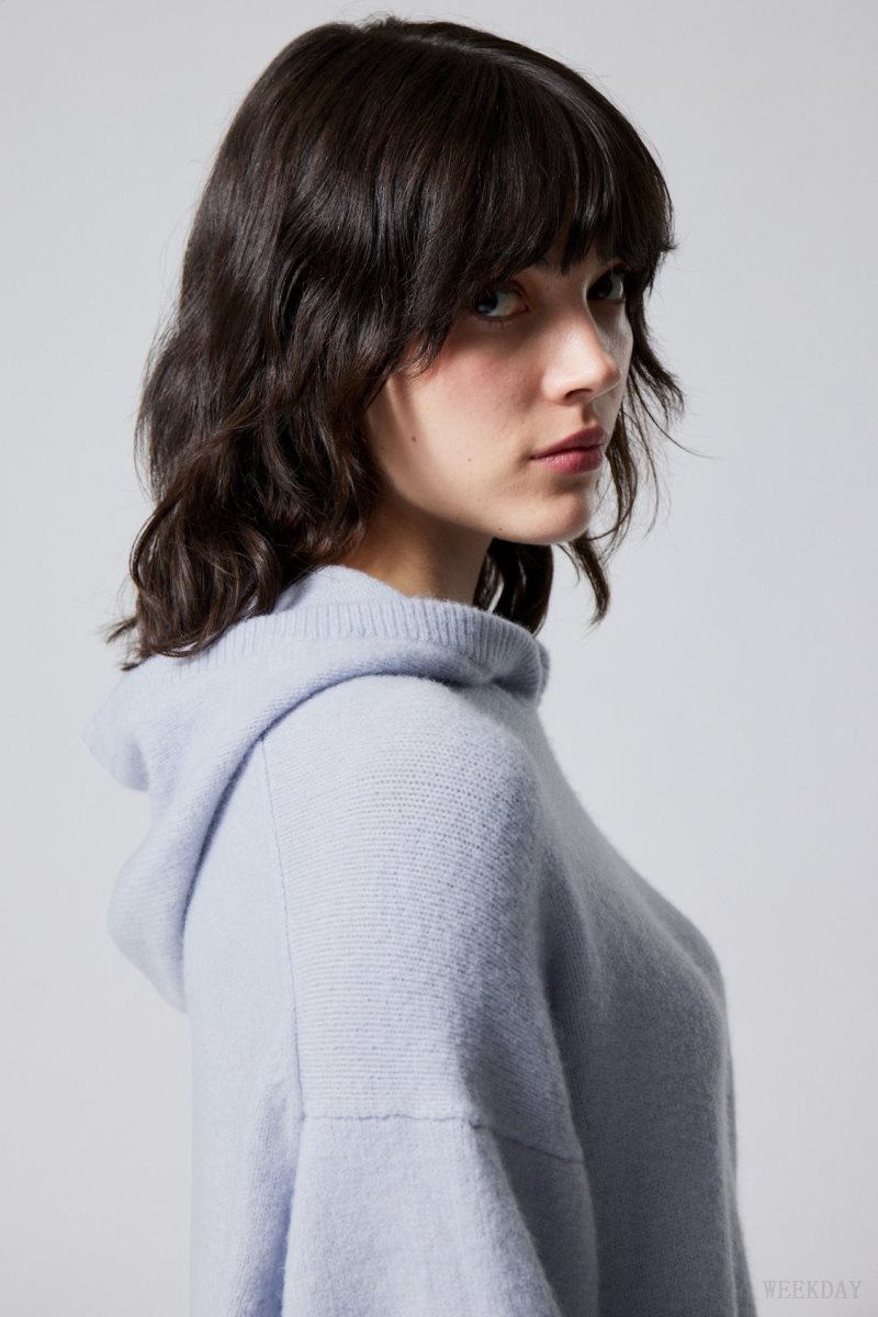 Weekday Marla Oversized Soft Knit Hoodie Light Purple | VYNX7149