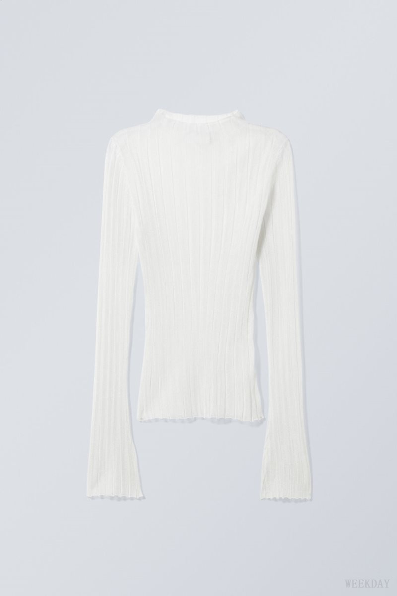 Weekday Mary Sheer Knitted Sweater White | DNXI8665