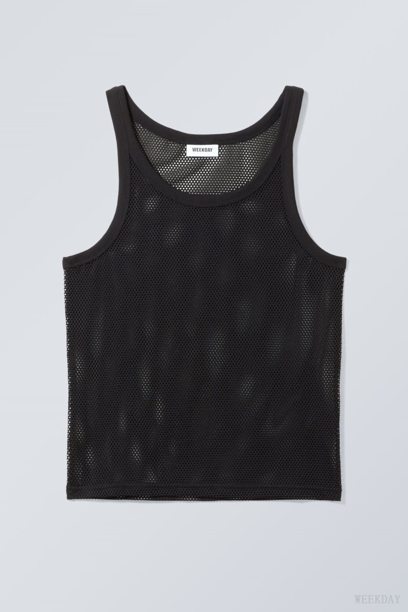 Weekday Matheus Mesh Tank Top Black | IFAS1175