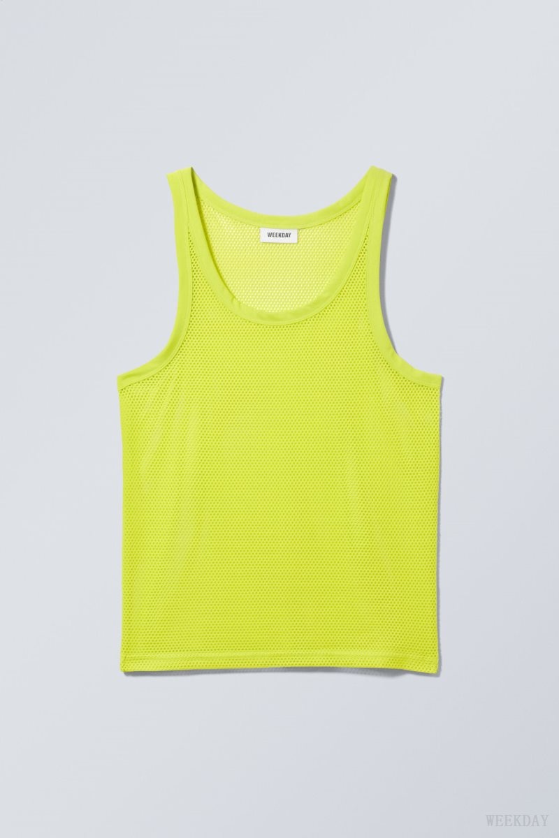 Weekday Matheus Mesh Tank Top Green | YRBP3553