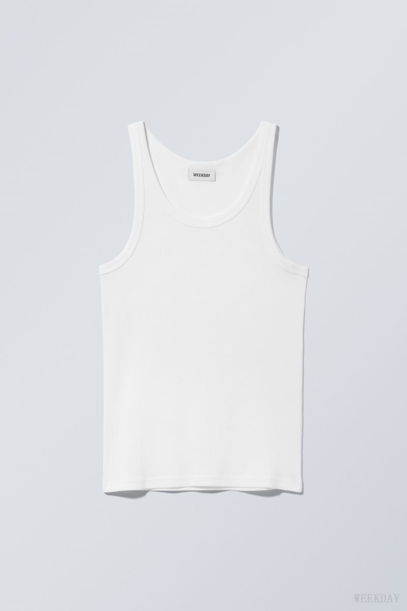 Weekday Matheus Rib Tank Top White | LWRX4943